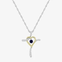 Limited Quantities! Womens Lab Created Blue Sapphire 14K Gold Over Silver Sterling Silver Cross 20 Inch Pendant Necklace