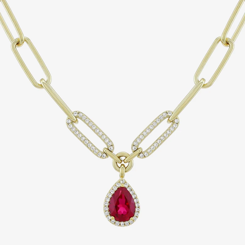 Limited Quantities! Womens Lab Created Red Ruby 14K Gold Over Silver 18 Inch Pendant Necklace