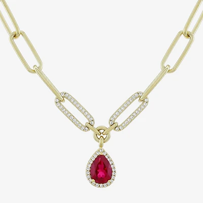 Limited Quantities! Womens Lab Created Red Ruby 14K Gold Over Silver 18 Inch Pendant Necklace