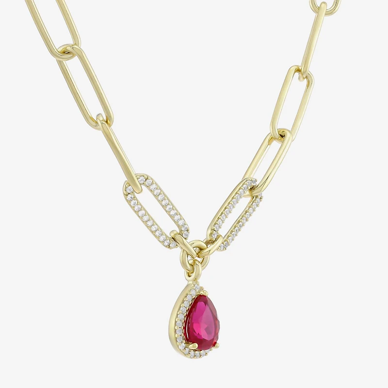 Limited Quantities! Womens Lab Created Red Ruby 14K Gold Over Silver 18 Inch Pendant Necklace