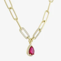 Limited Quantities! Womens Lab Created Red Ruby 14K Gold Over Silver 18 Inch Pendant Necklace