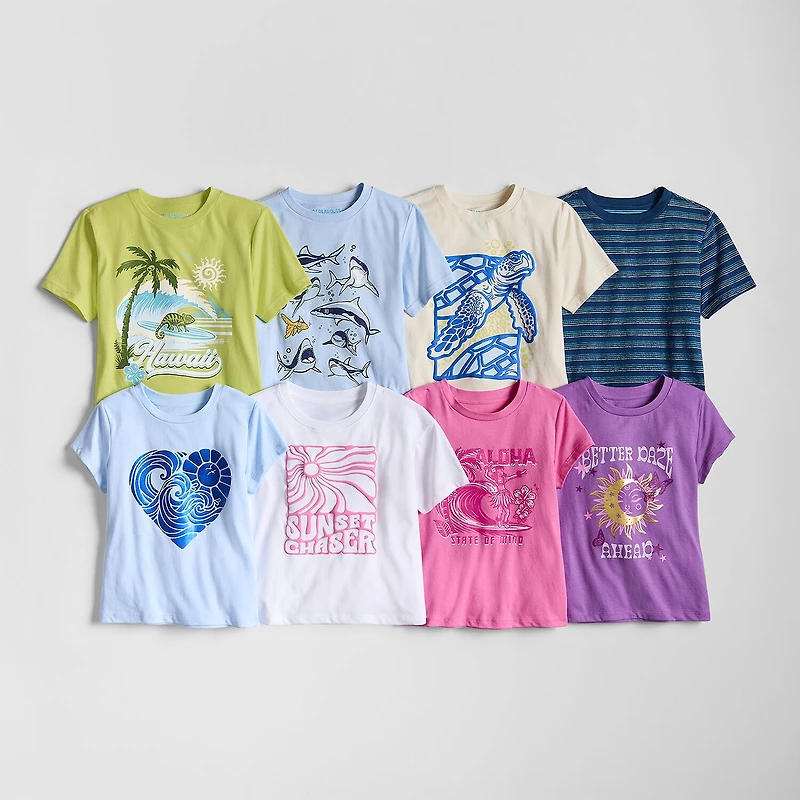 Thereabouts Little & Big Kid Girls Crew Neck Short Sleeve Classic Fit Graphic T-Shirt