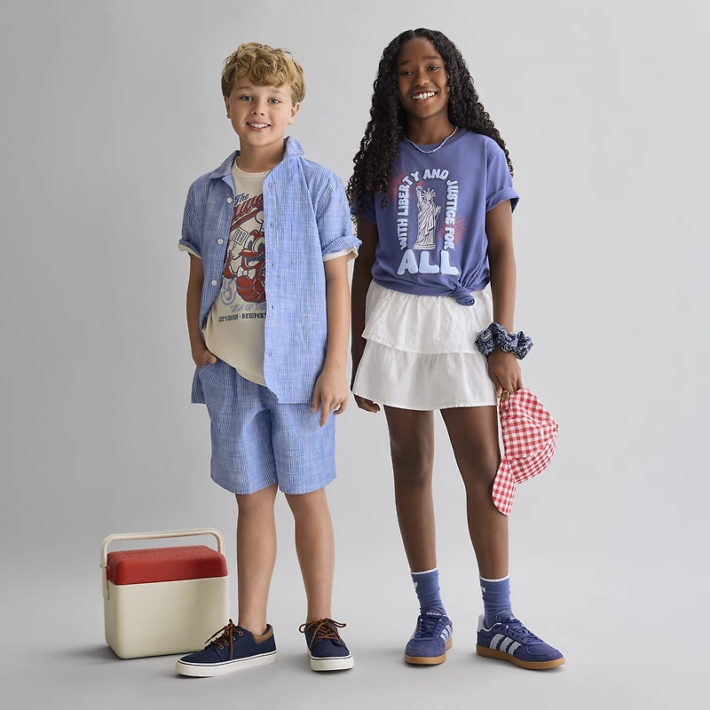 Thereabouts Little & Big Kid Girls Crew Neck Short Sleeve Oversized Graphic T-Shirt