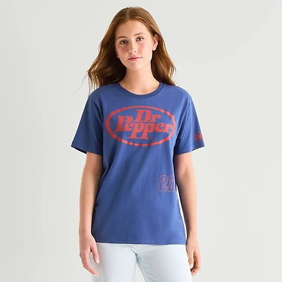 Grayson Threads, The Label Dr Pepper Boyfriend Tee Womens Juniors Crew Neck Short Sleeve Regular Fit Graphic T-Shirt