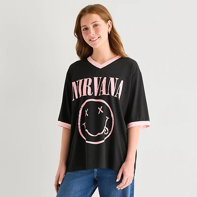 New World Womens Juniors V Neck Short Sleeve Jersey