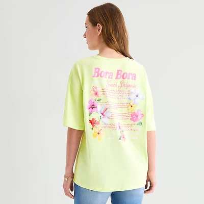 Grayson Threads, The Label Womens Juniors Crew Neck Short Sleeve Oversized Graphic T-Shirt
