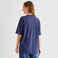 New World Nirvana Womens Juniors Crew Neck Short Sleeve Oversized Graphic T-Shirt