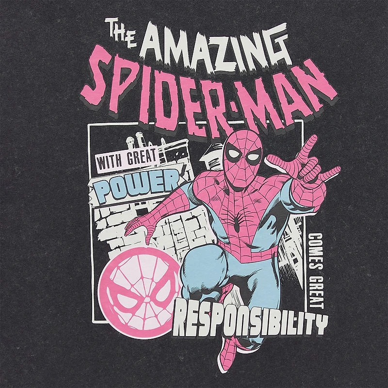 Spiderman Oversized Tee Womens Juniors Crew Neck Short Sleeve Graphic T-Shirt