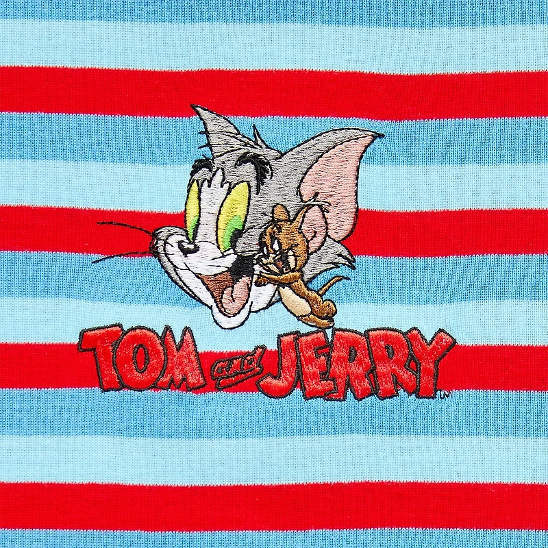 Womens Juniors Crew Neck Short Sleeve Fitted Tom and Jerry Graphic T-Shirt