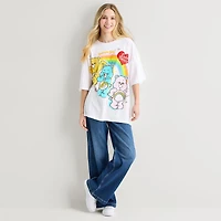 Boyfriend Womens Juniors Crew Neck Short Sleeve Loose Fit Care Bears Graphic T-Shirt