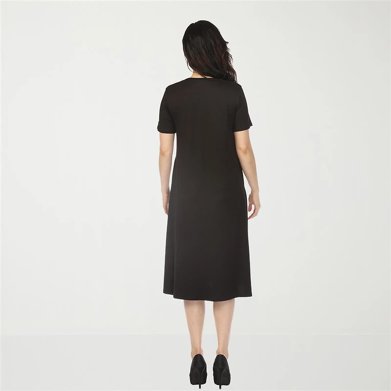 White Mark Crew Neck Womens Short Sleeve T-Shirt Dress