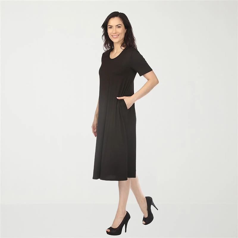White Mark Crew Neck Womens Short Sleeve T-Shirt Dress