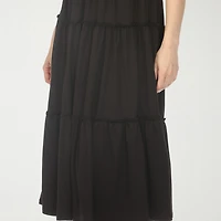 White Mark Square Neck Short Sleeve Tiered Womens Elbow Fitted Maxi Dress