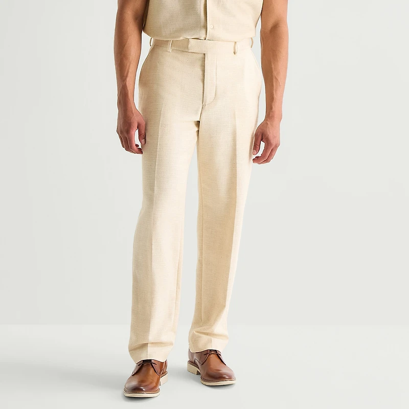 J. Ferrar Textured Mens Straight Fit Dress Flat Front Pant