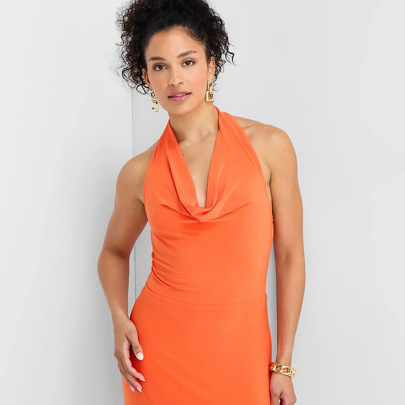 Bold Elements Womens Cowl Neck Sleeveless Maxi Dress