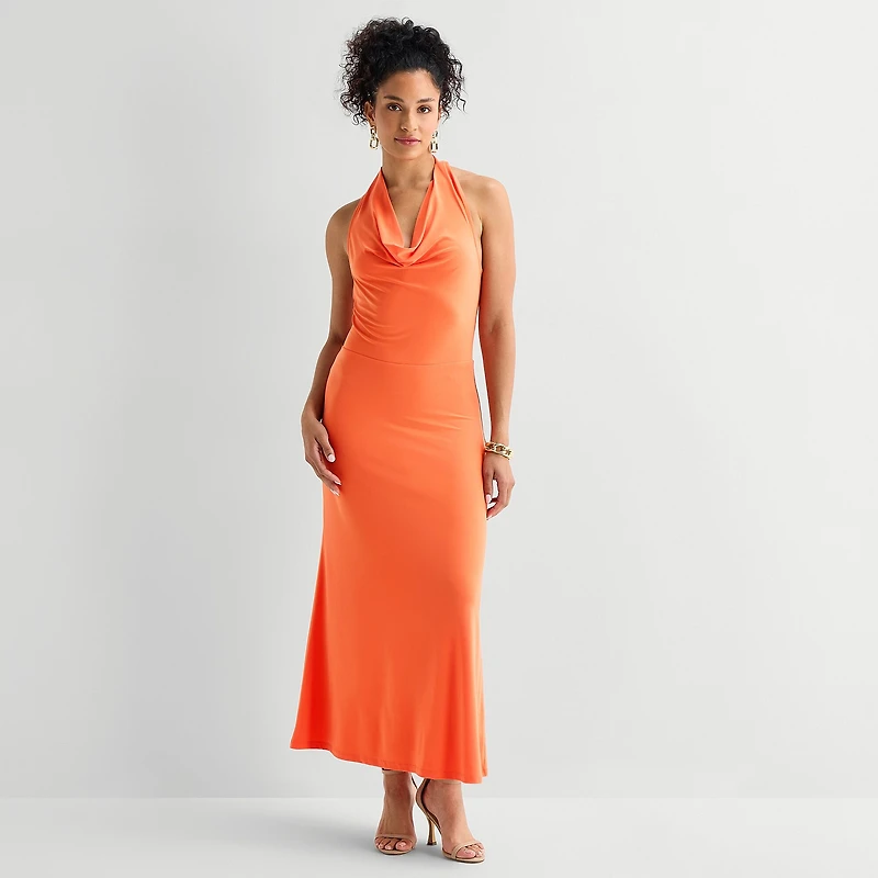 Bold Elements Womens Cowl Neck Sleeveless Maxi Dress