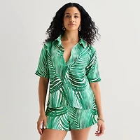 Bold Elements Womens Fitted Elbow Sleeve Regular Fit Button-Down Shirt