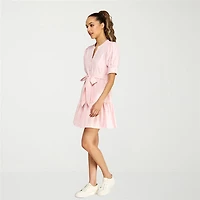belle vie Womens Elbow Sleeve Striped Shirt Dress