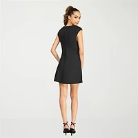 belle vie Womens Scoop Neck Sleeveless Sheath Dress