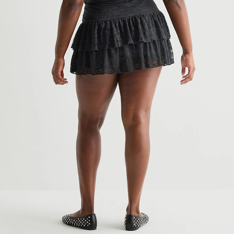 Forever 21 Womens Juniors Mid Rise Flared Skirt