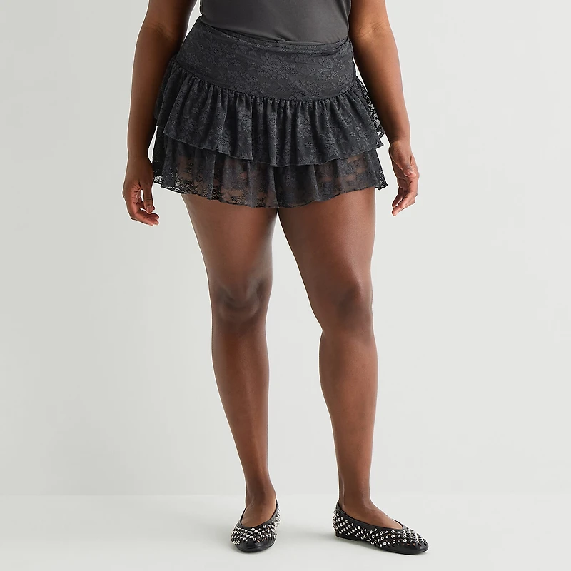 Forever 21 Womens Juniors Mid Rise Flared Skirt