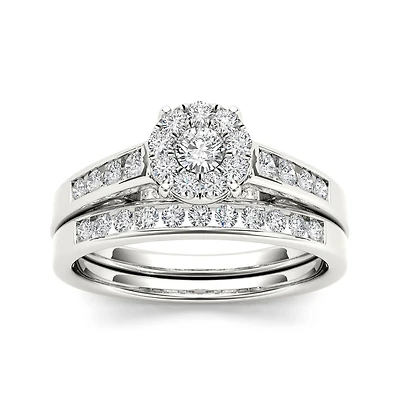 CT.T.W. Natural Diamond 10K White Gold Bridal Ring Set