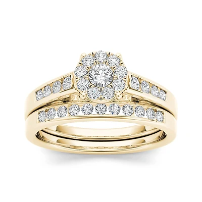 1/2 CT.T.W. Natural Diamond 10K Yellow Gold Bridal Ring Set
