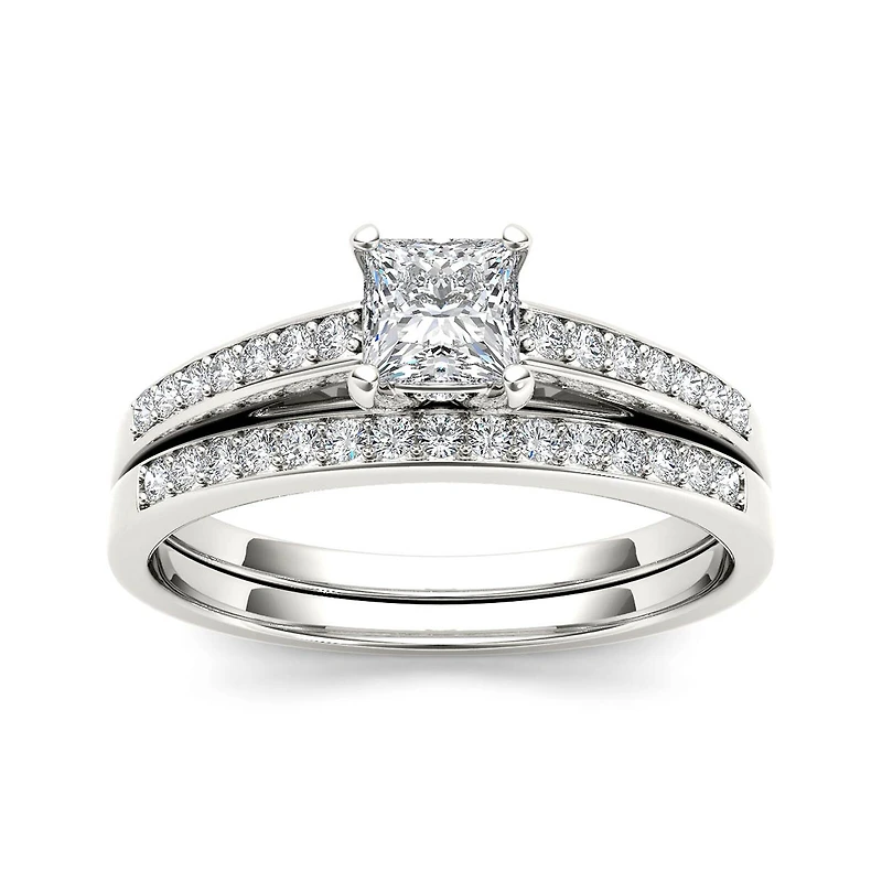 5/8 CT.T.W. Natural Diamond 14K White Gold Bridal Ring Set
