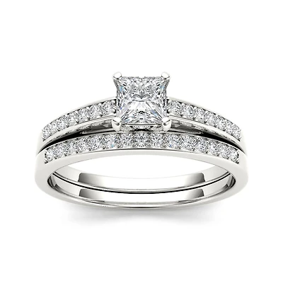5/8 CT.T.W. Natural Diamond 14K White Gold Bridal Ring Set