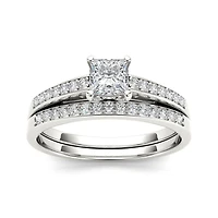 5/8 CT.T.W. Natural Diamond 14K White Gold Bridal Ring Set