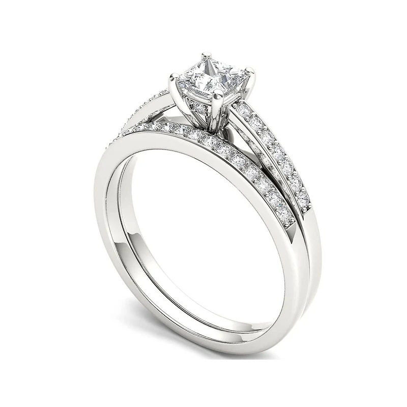5/8 CT.T.W. Natural Diamond 14K White Gold Bridal Ring Set