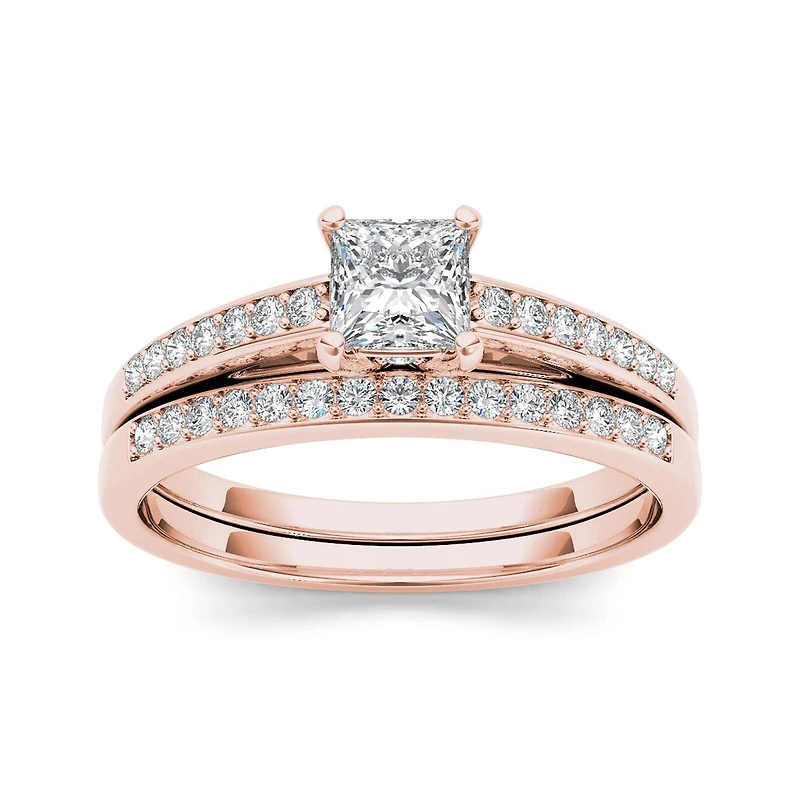 5/8 CT.T.W. Natural Diamond 14K Rose Gold Bridal Ring Set