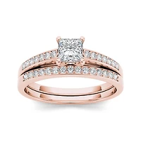 5/8 CT.T.W. Natural Diamond 14K Rose Gold Bridal Ring Set