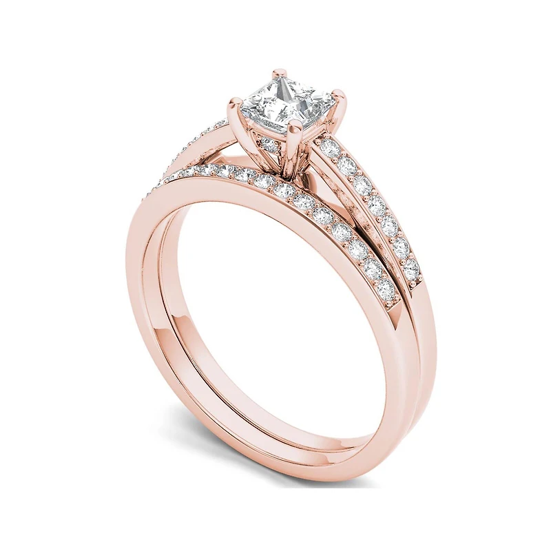 5/8 CT.T.W. Natural Diamond 14K Rose Gold Bridal Ring Set