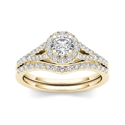 3/4 CT.T.W. Natural Diamond 10K Yellow Gold Bridal Ring Set