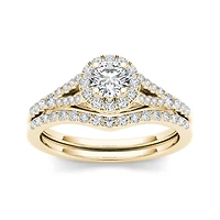 3/4 CT.T.W. Natural Diamond 10K Yellow Gold Bridal Ring Set