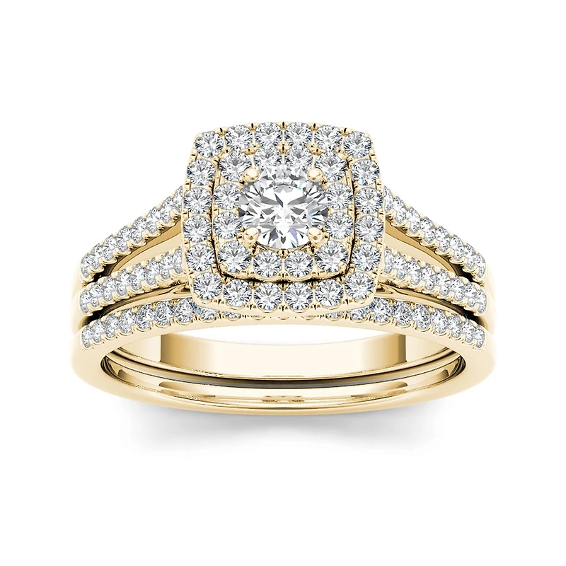 3/4 CT.T.W. Natural Diamond 10K Yellow Gold Bridal Set