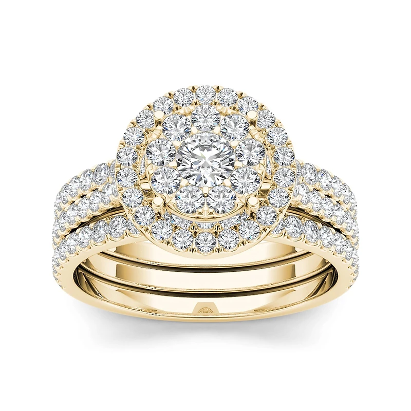 1 CT.T.W. Natural Diamond 10K Yellow Gold Bridal Ring Set