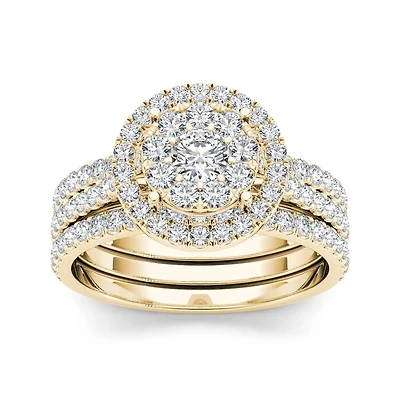 1 CT.T.W. Natural Diamond 10K Yellow Gold Bridal Ring Set