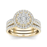 1 CT.T.W. Natural Diamond 10K Yellow Gold Bridal Ring Set