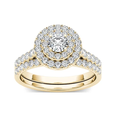 1 CT.T.W. Natural Diamond 10K Yellow Gold Bridal Set Ring