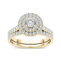 1 CT.T.W. Natural Diamond 10K Yellow Gold Bridal Set Ring