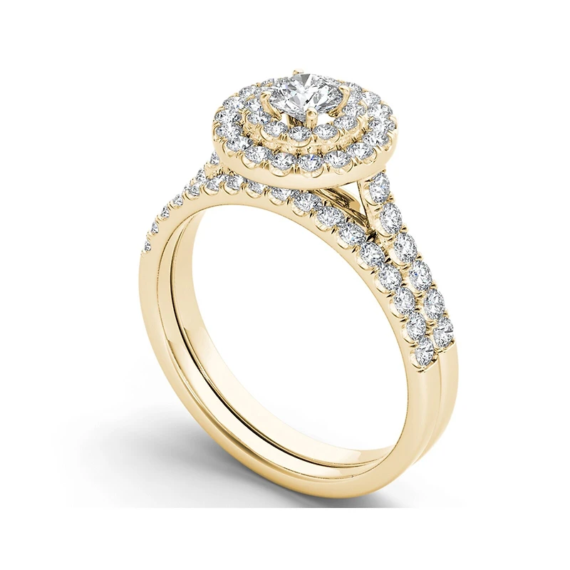 1 CT.T.W. Natural Diamond 10K Yellow Gold Bridal Set Ring