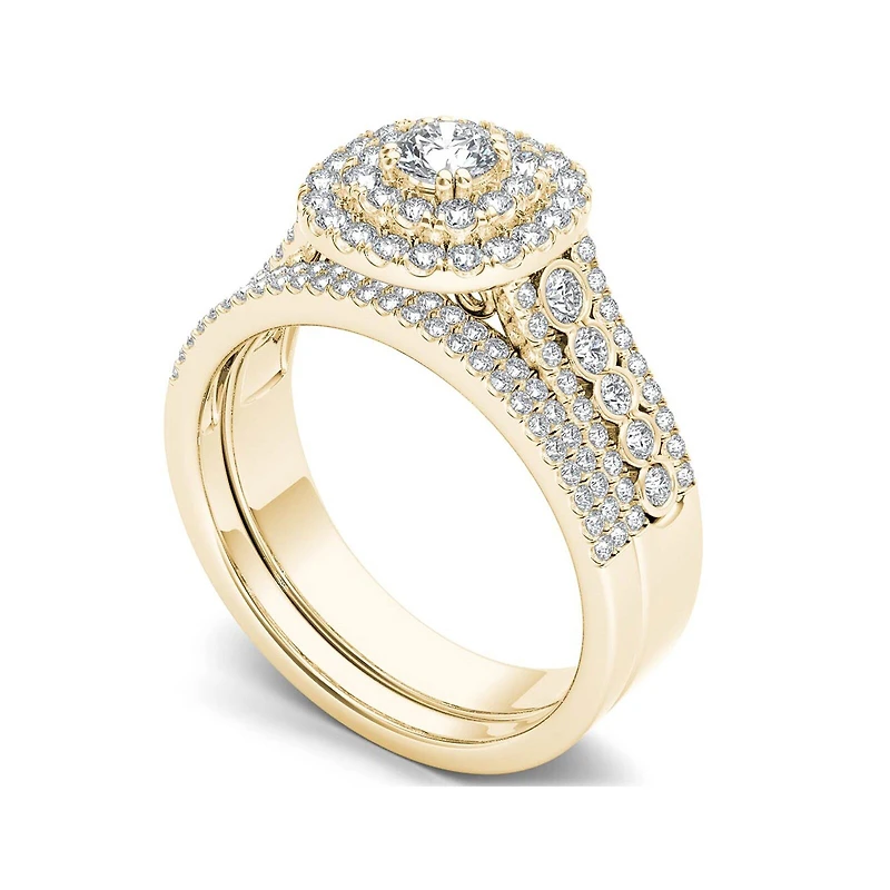 1 CT.T.W. Natural Diamond 10K Yellow Gold Bridal Ring Set