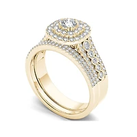 1 CT.T.W. Natural Diamond 10K Yellow Gold Bridal Ring Set