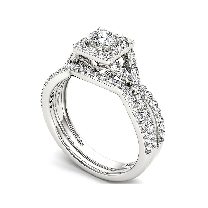 1 CT.T.W. Natural Diamond 14K White Gold Bridal Set