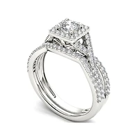 1 CT.T.W. Natural Diamond 14K White Gold Bridal Set