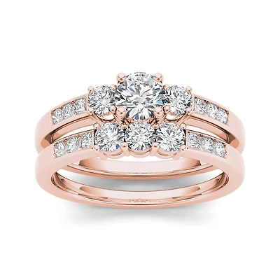 CT.T.W. Natural Diamond 14K Rose Gold Bridal Ring Set