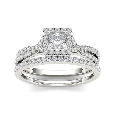 1 CT.T.W. Natural Diamond 10K Yellow Gold Bridal Ring Set