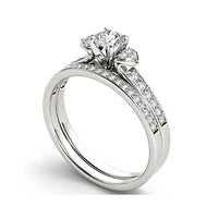 1/2 CT.T.W. Natural Diamond 10K White Gold Bridal Set Ring